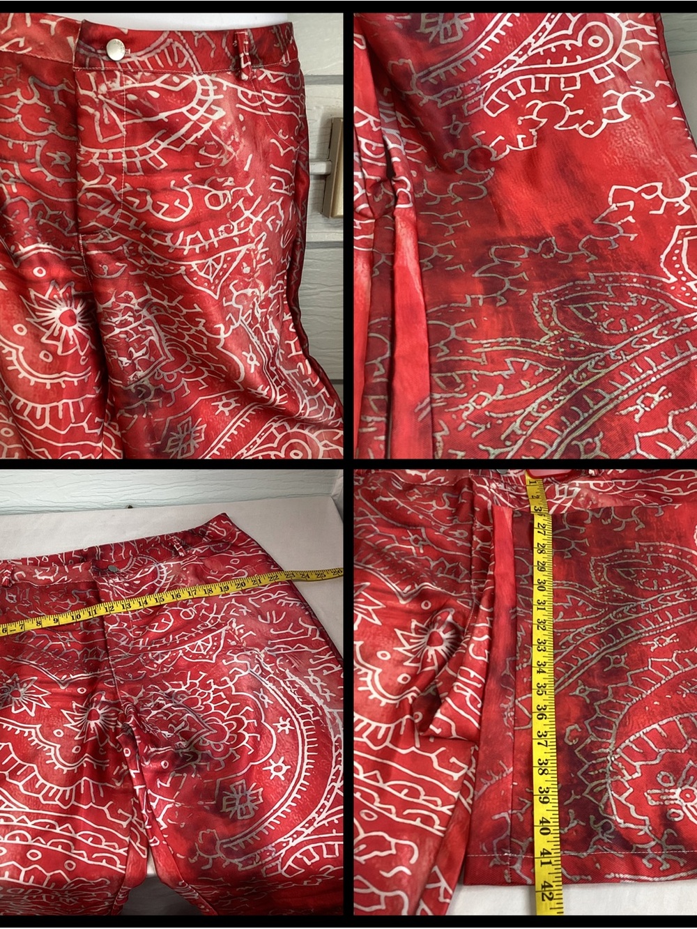Red Paisley Wide-Leg Jeans.60 - Picture 3 of 6